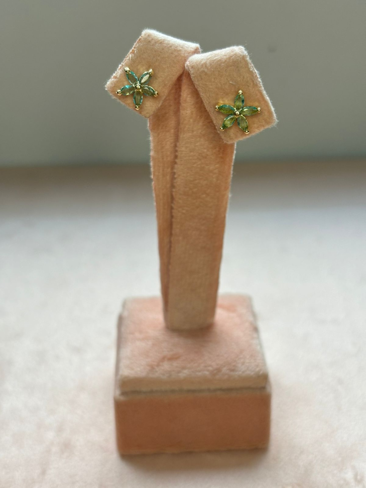 Brinco semijoia flor turmalina - #2