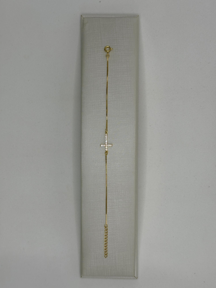 Pulseira semijoia veneziana com pingente de cruz - #2