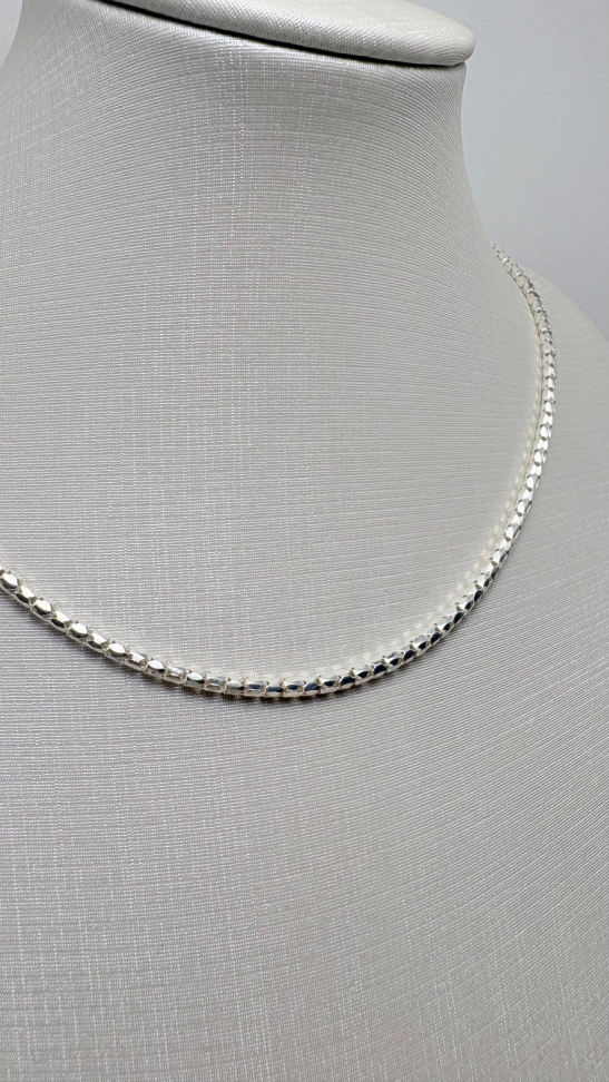 Corrente prata pipoca 45cm - #2