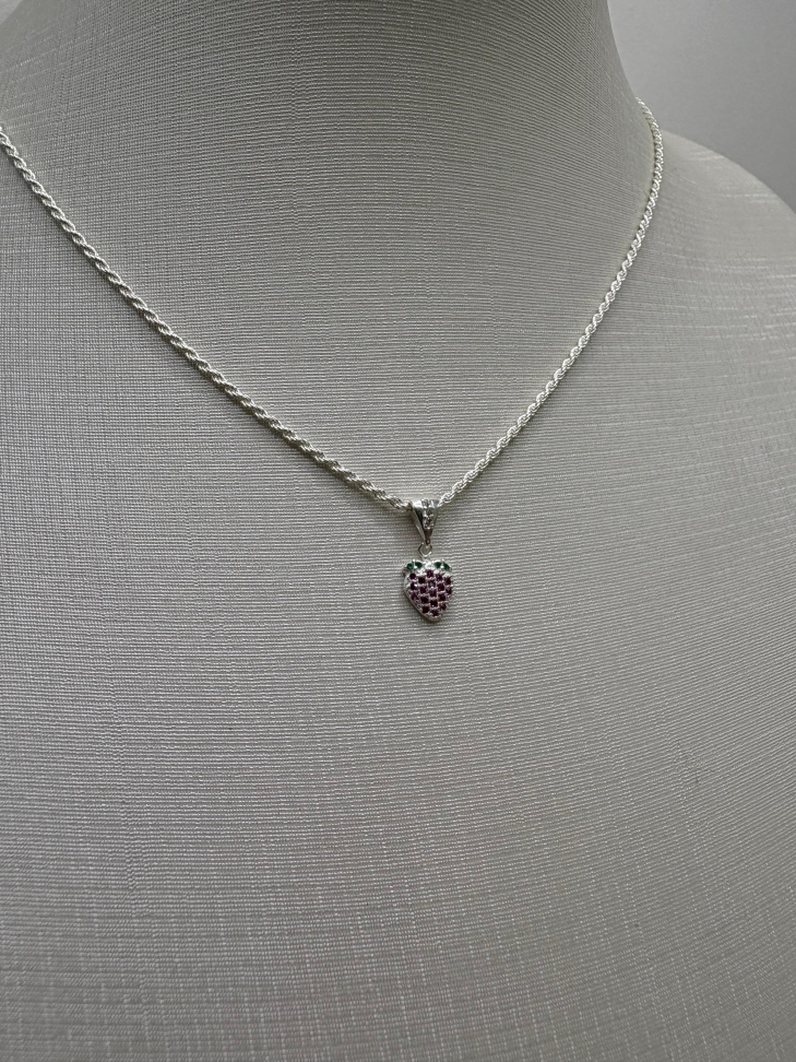 Pingente prata morango - #2
