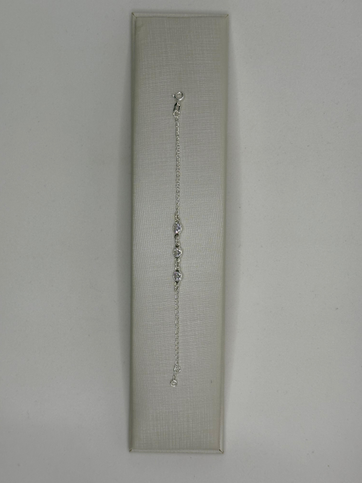 Pulseira infantil prata zircônia - #2