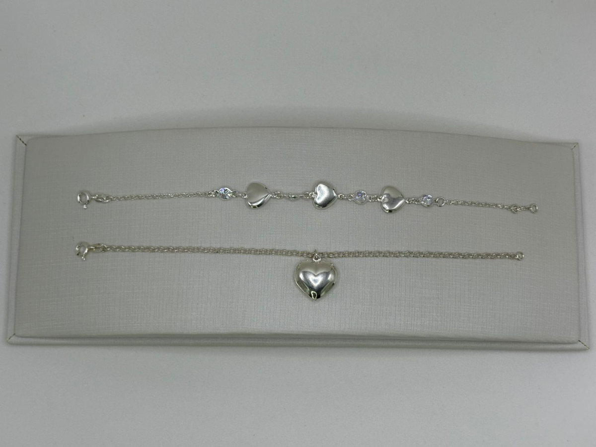 Pulseira prata com pingente de coração - #2