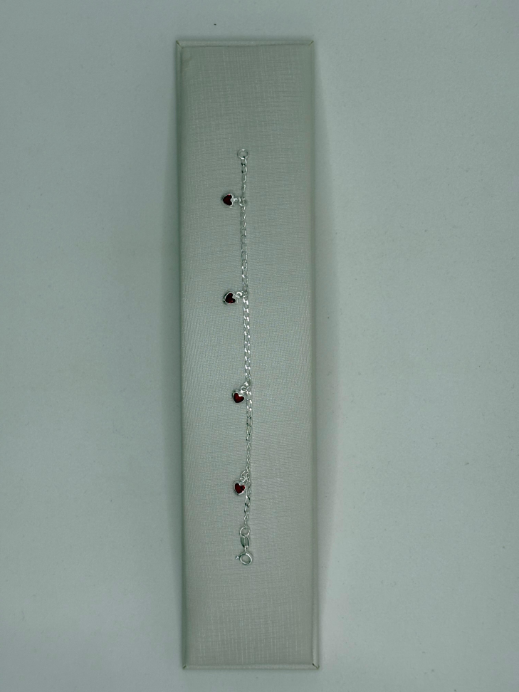 Pulseira infantil prata zircônia coração penduradas - #2