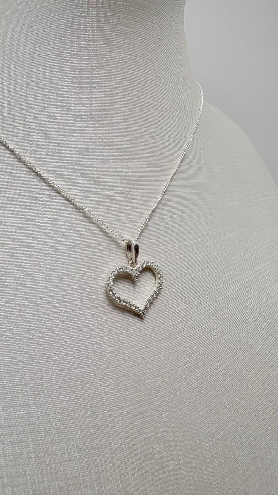 Pingente prata coração zircônia - #3