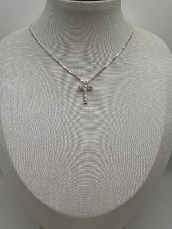 Pingente prata cruz zircônia - #2