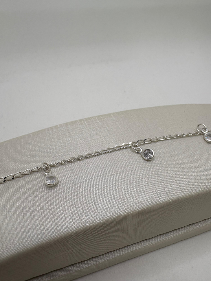 Pulseira infantil prata zircônia penduradas - #2