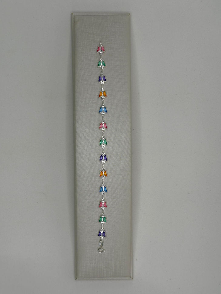 Pulseira prata borboletas coloridas. - #2
