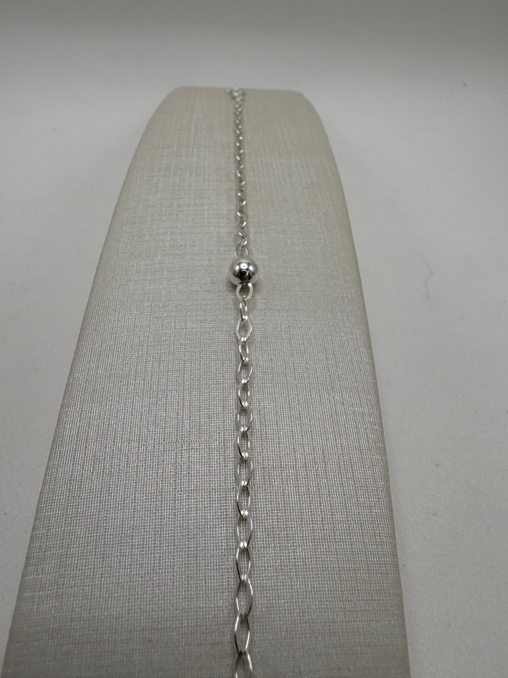 Pulseira prata elos com bola ao meio - #2