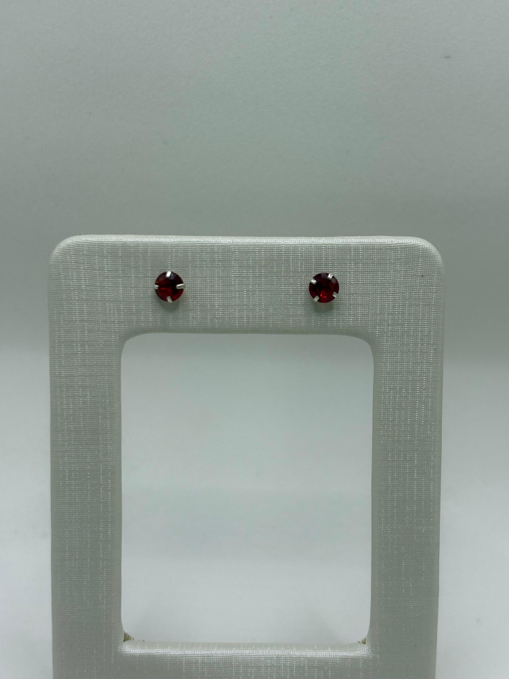 Brinco infantil prata zircônia vermelha - #2