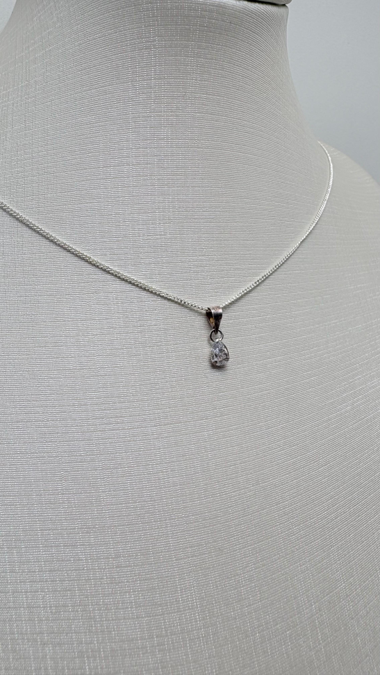 Pingente prata gota zircônia - #3