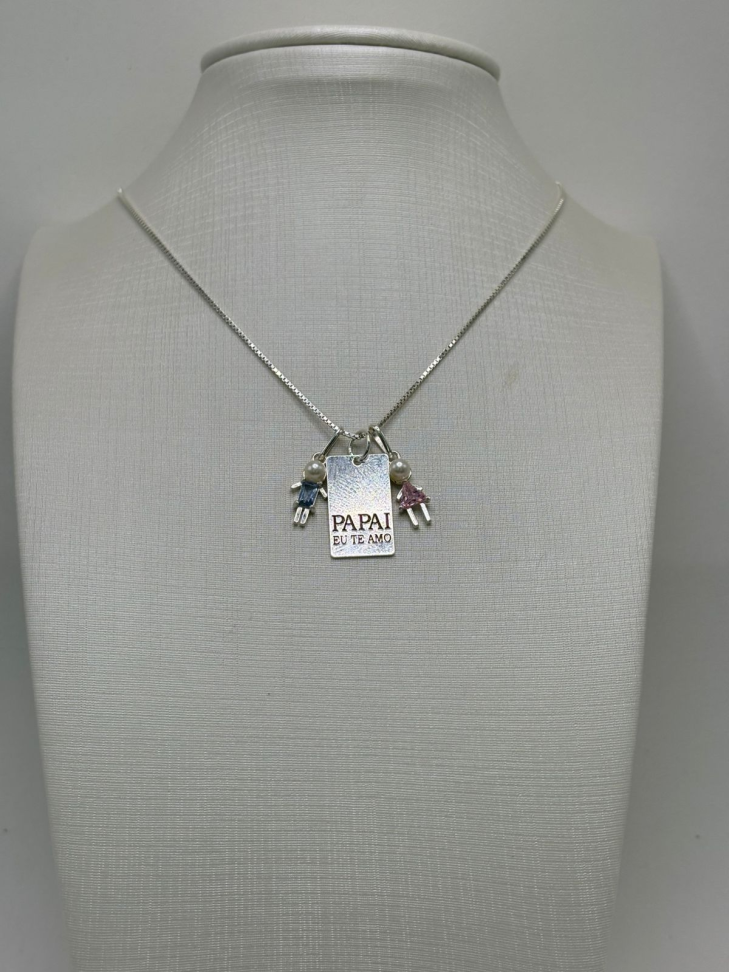Pingente prata placa PAPAI EU TE AMO - #2