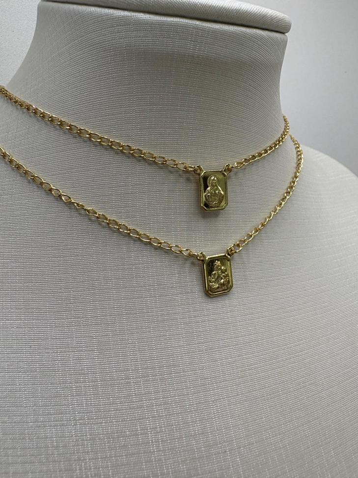 Escapulario semijoia sagrado coração e nossa senhora do carmo - #3