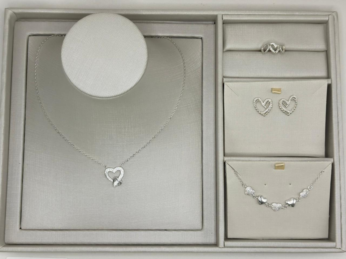 Gargantilha prata corações entrelaçado - #2