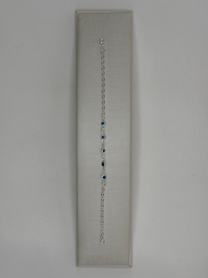 Pulseira prata zircônia e olho grego - #2