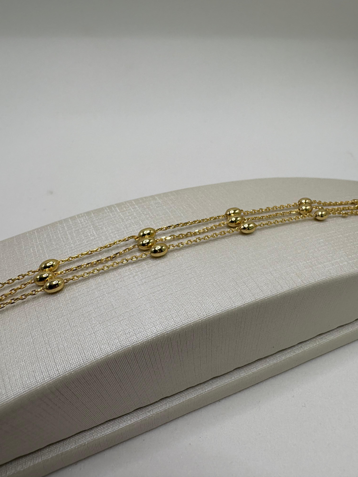 Pulseira semijoia três elos com bolas - #2