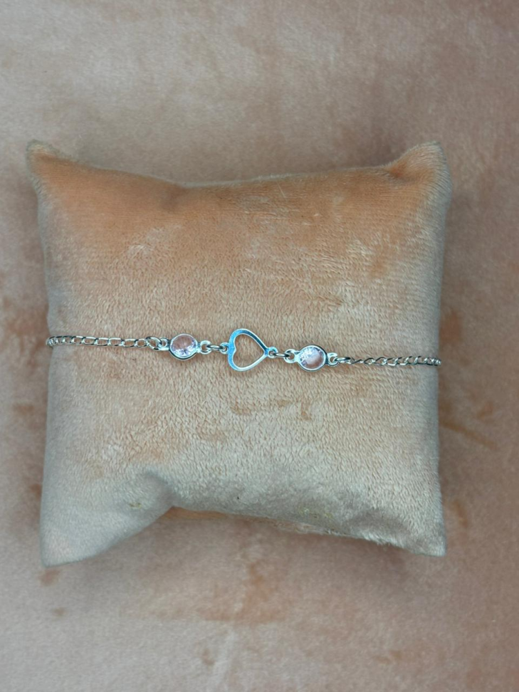 Pulseira infantil prata coração - #2