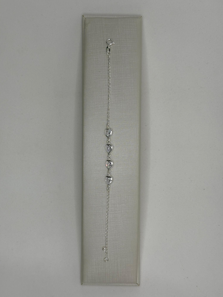 Pulseira prata elos iguais e zircônias - #2