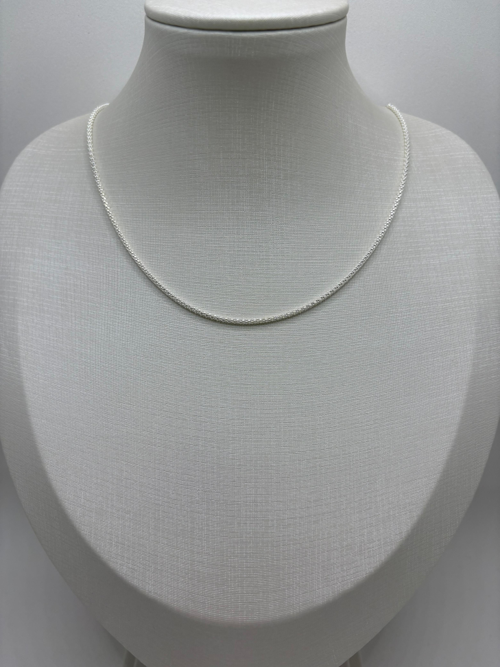 Corrente prata pipoca 45cm - #1