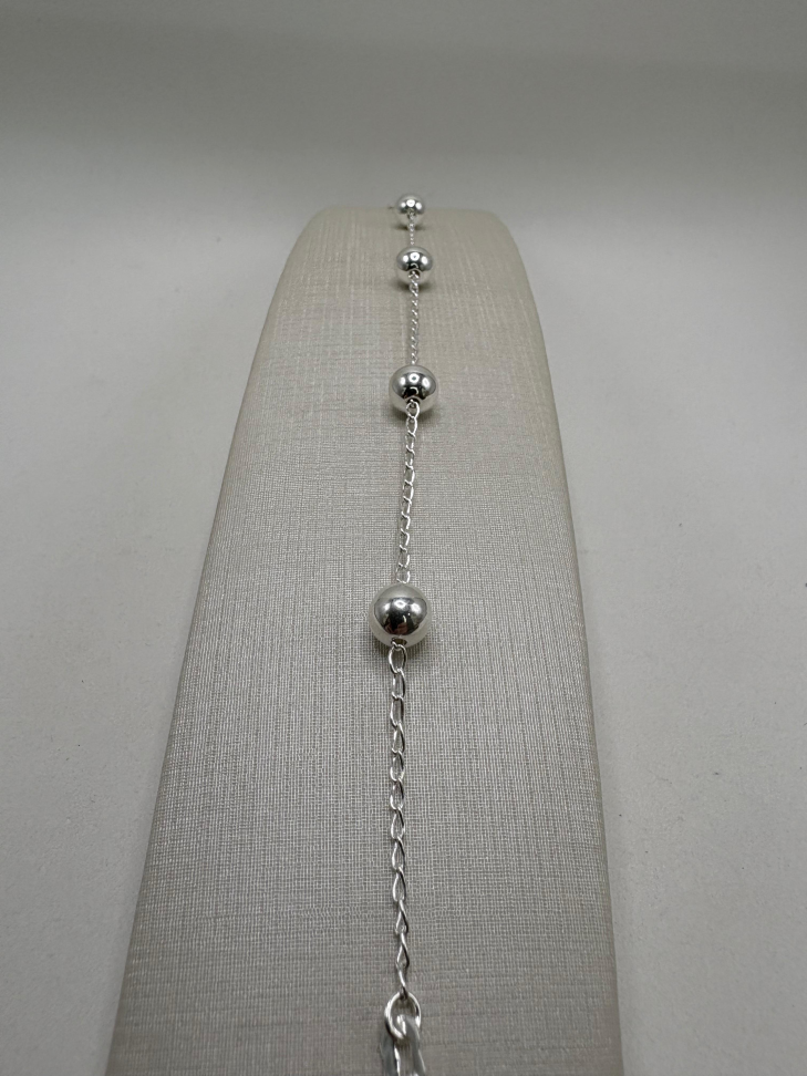 Pulseira prata elos iguais e bolas - #2