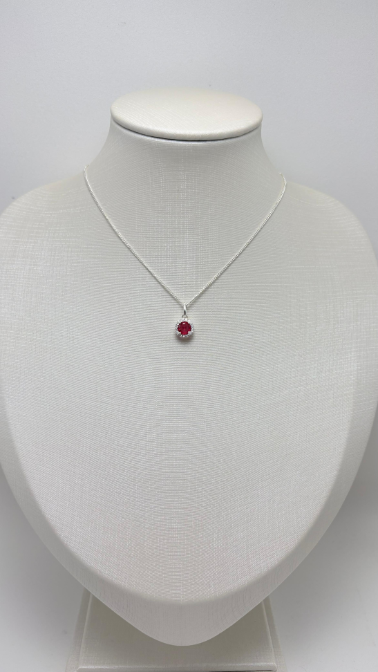 Pingente prata circulo rosa - #2