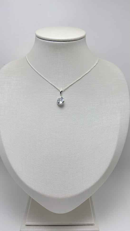 Pingente prata redondo zircônia - #2