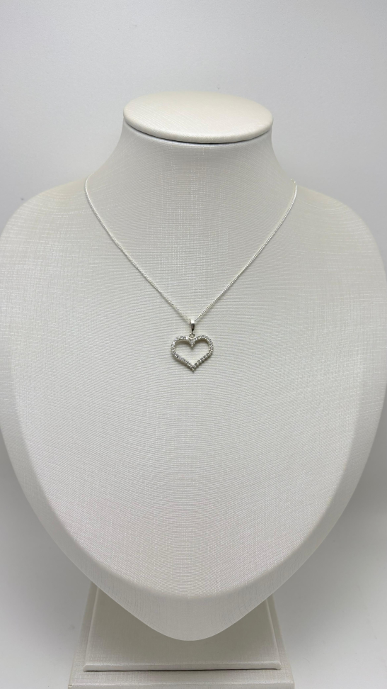 Pingente prata coração zircônia - #2