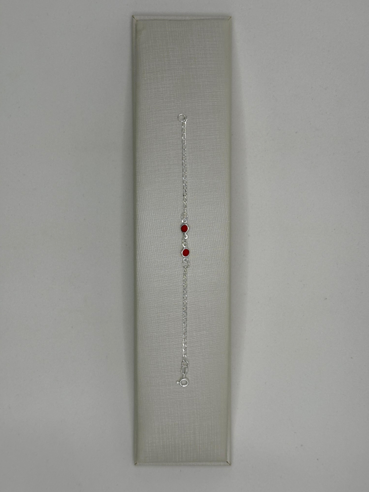 Pulseira infantil prata zircônia vermelha - #2