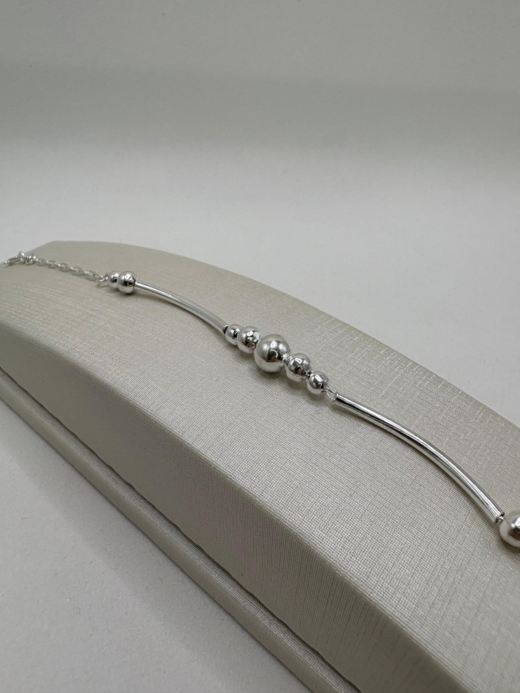 Pulseira prata cilindros - #2