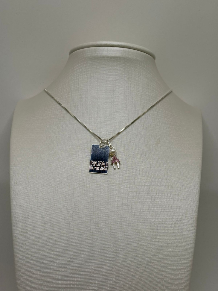 Pingente prata placa PAPAI EU TE AMO - #4