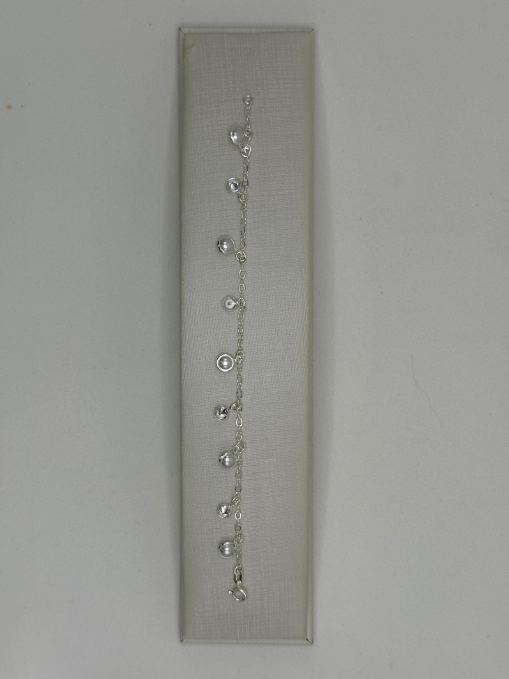 Pulseira prata pérola e zircônia - #3