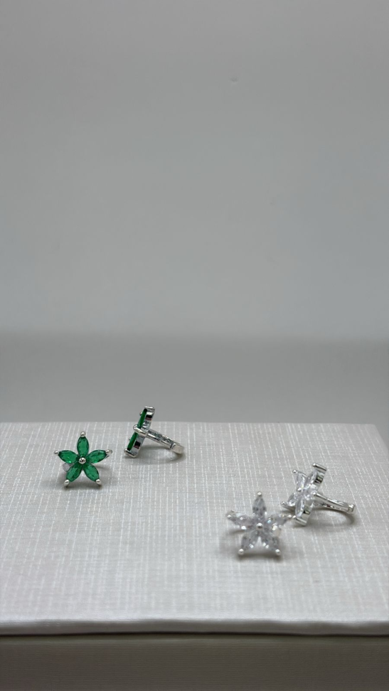 Brinco prata argola flor - #2