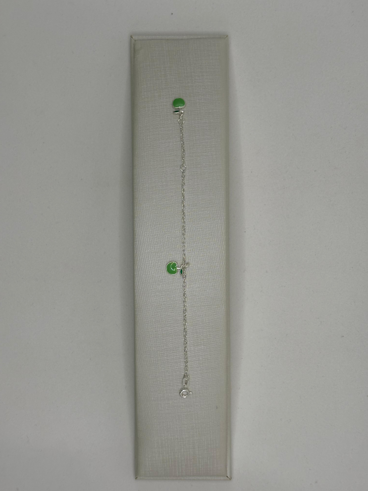 Pulseira infantil prata maçã verde - #2