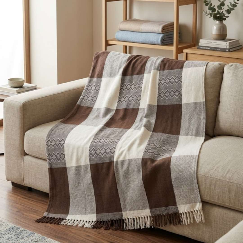 Manta Sofá 100% Algodão Premium 1,66x2,65 Elegante Confortável e Super Versátil para Sua Casa - #17