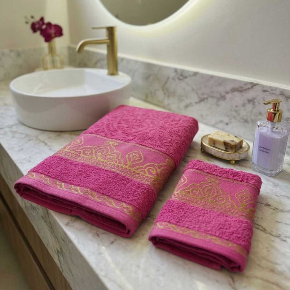 Kit Toalhas Luxo 2 Peças 100% Algodão Alta Absorção Durável e Super Confortável - #15
