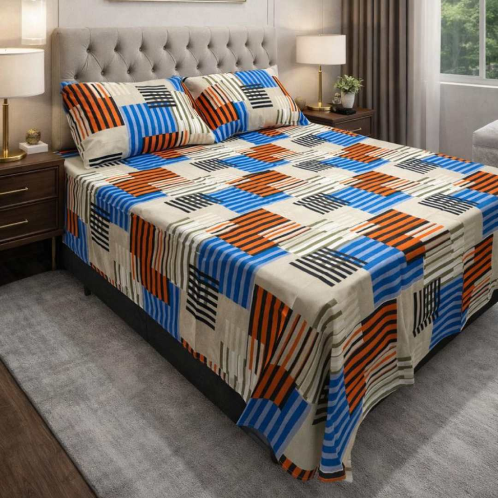 Jogo de Lençol Casal 4 Peças Floral Premium 60% Algodão Toque Macio Conforto Luxuoso e Estampa Elegante para Transformar Seu Quarto. - #11