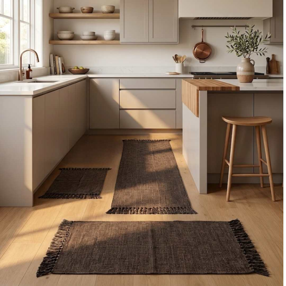 Jogo de Tapete Cozinha 3 Peças 100% Algodão Kit Completo com Passadeira + 2 Tapetes Super Resistente e Elegante. - #13