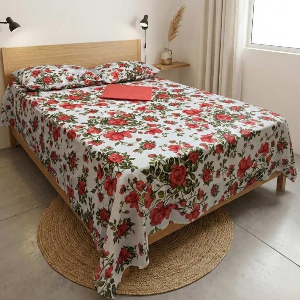 Jogo de Lençol Casal 4 Peças Floral Premium 60% Algodão Toque Macio Conforto Luxuoso e Estampa Elegante para Transformar Seu Quarto. - #6