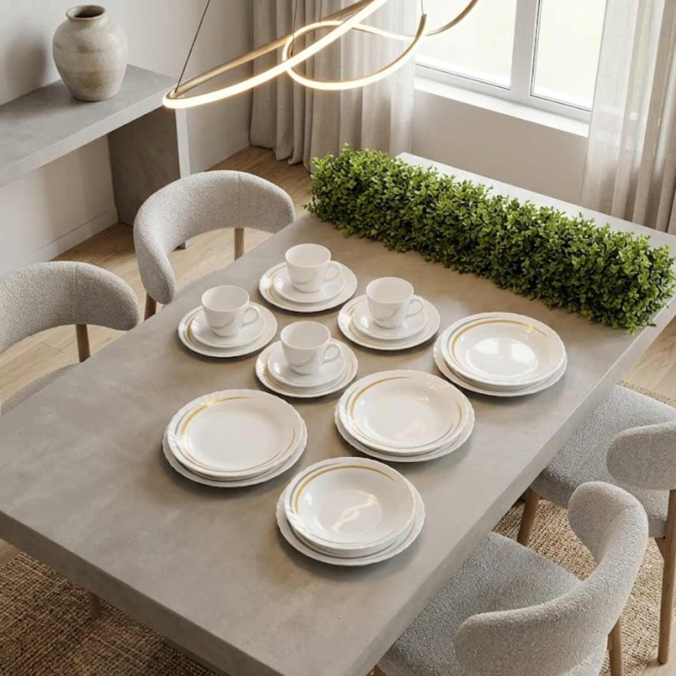 Jogo de Jantar 20 Peças Branco com Detalhes Dourados Elegância e Sofisticação para Sua Mesa Posta - #2