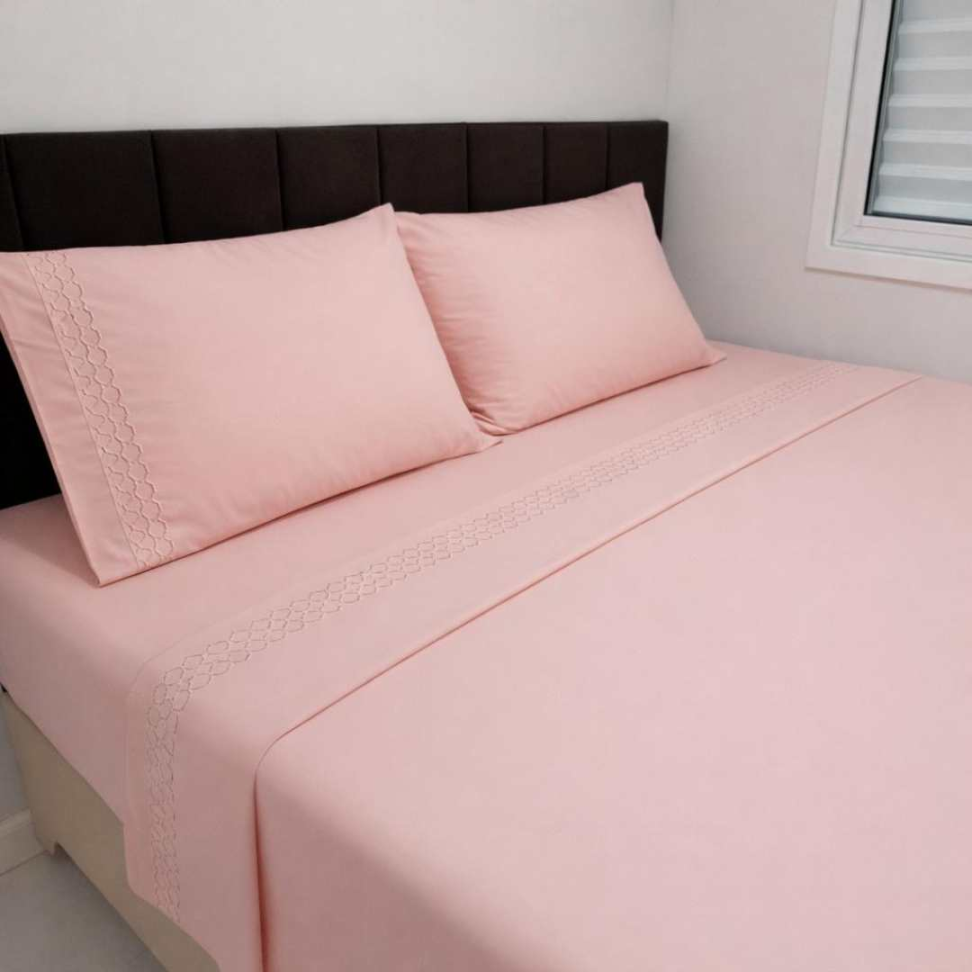 Jogo de Lençol Premium Bordado Casal - Queen e King Toque Macio Elegante e Confortável – 3 e 4 Peças - #5