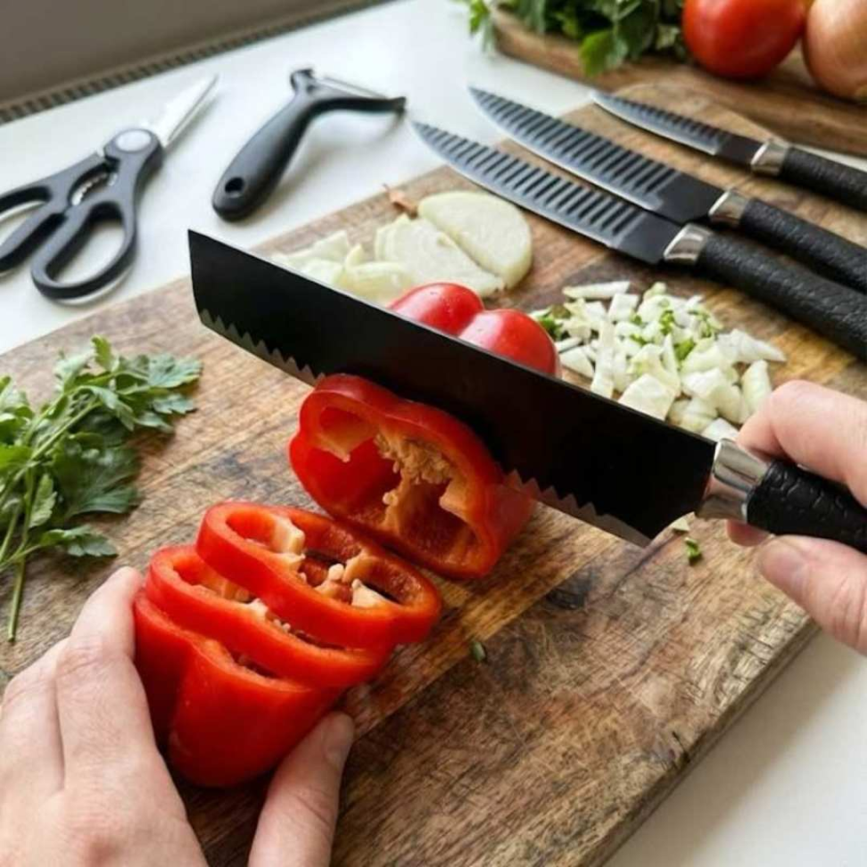 Jogo de Facas 6 Peças Ultra Afiadas + Tesoura e Descascador Corte Perfeito e Design Moderno para Sua Cozinha - #5