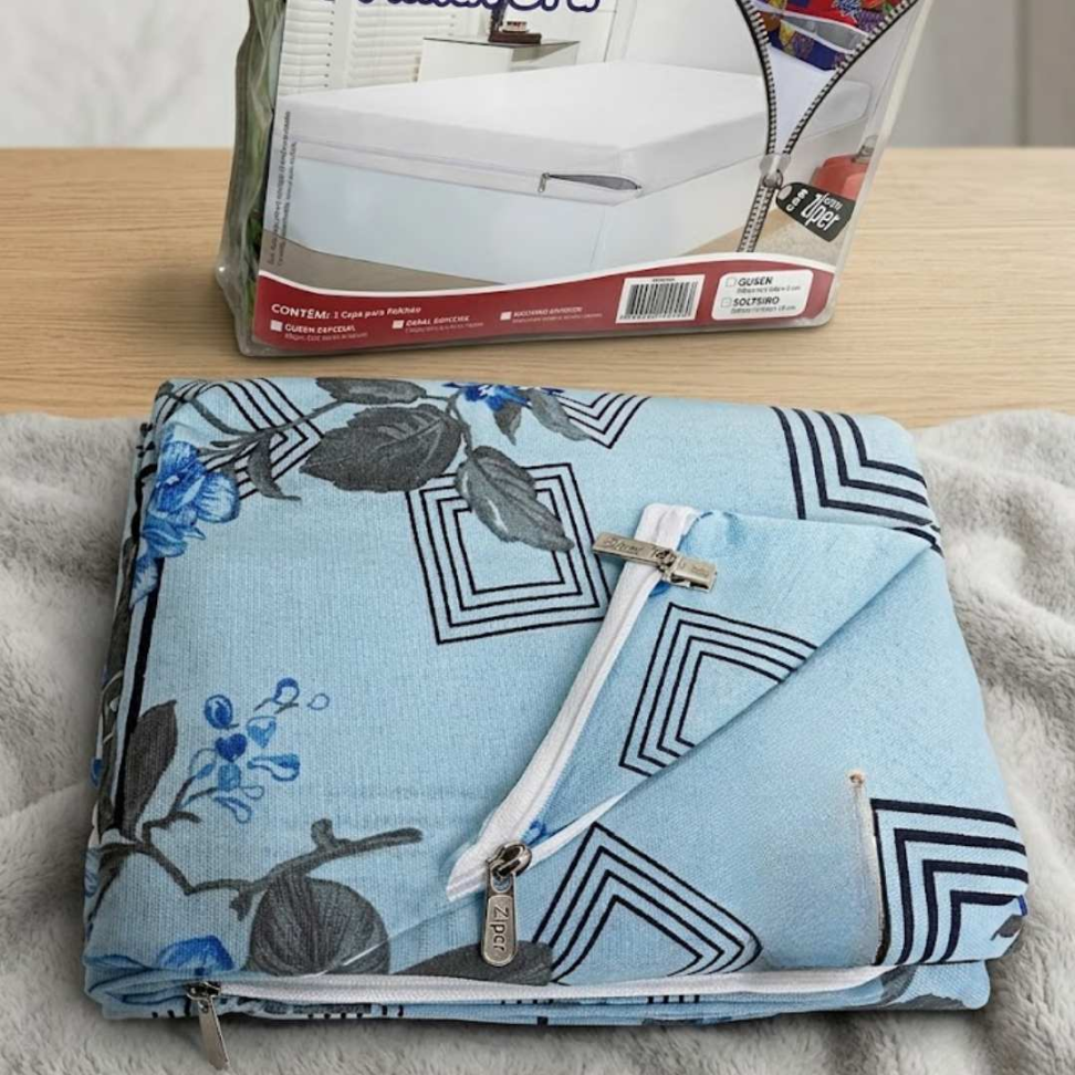 Capa para Colchão com Zíper Solteiro e Casal Protetor 70% Algodão 30% Poliéster Altura até 28cm Anti Poeira e Durável - #3