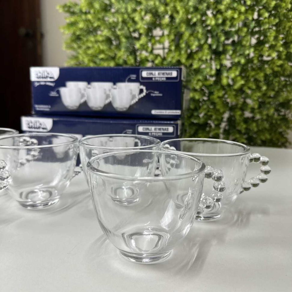 Jogo de Xícaras de Vidro 240ml com Alça Luxo de Bolinhas Kit 6 Peças Elegante para Café e Chá - #5