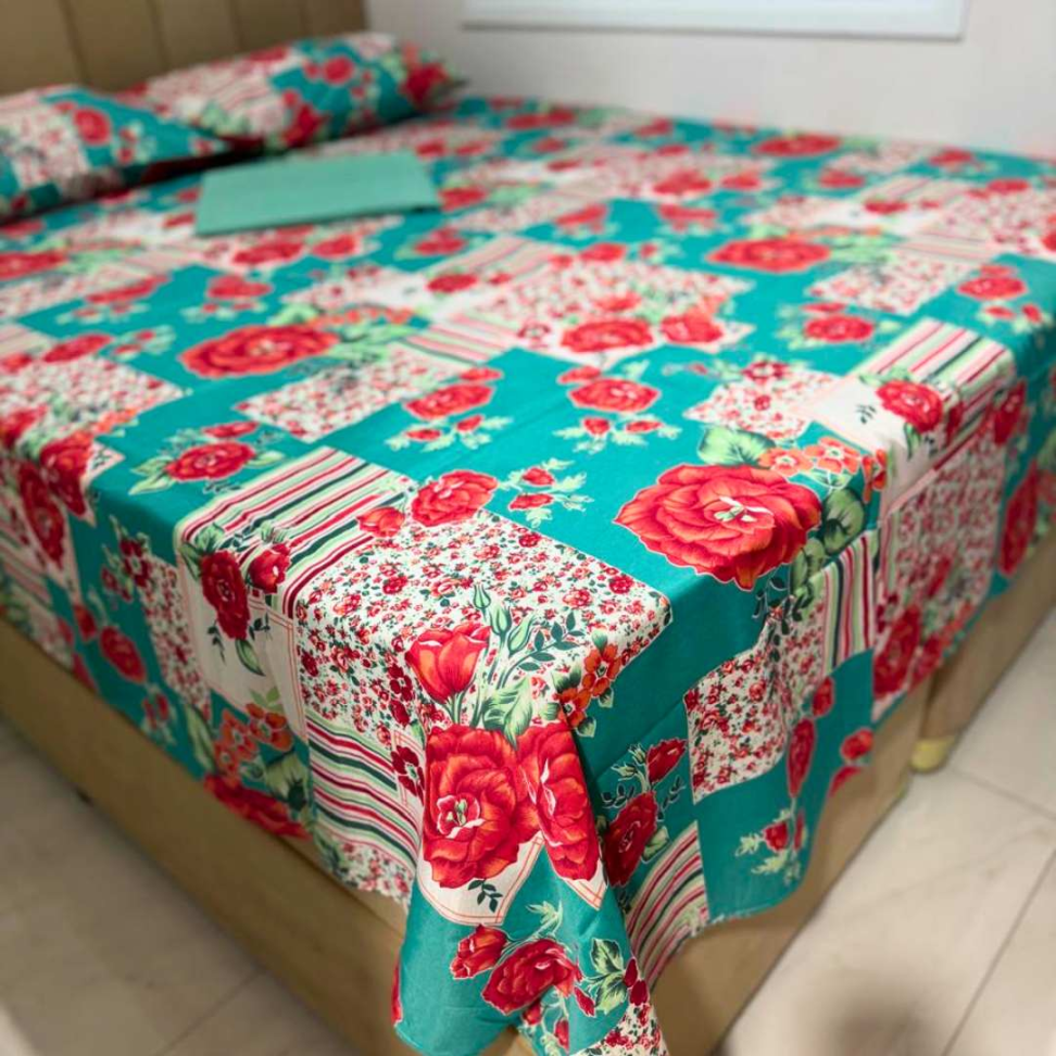 Jogo de Lençol Queen 4 Peças Floral Premium com Elástico Toque Macio 60% Algodão Conforto e Elegância para Seu Quarto. - #2