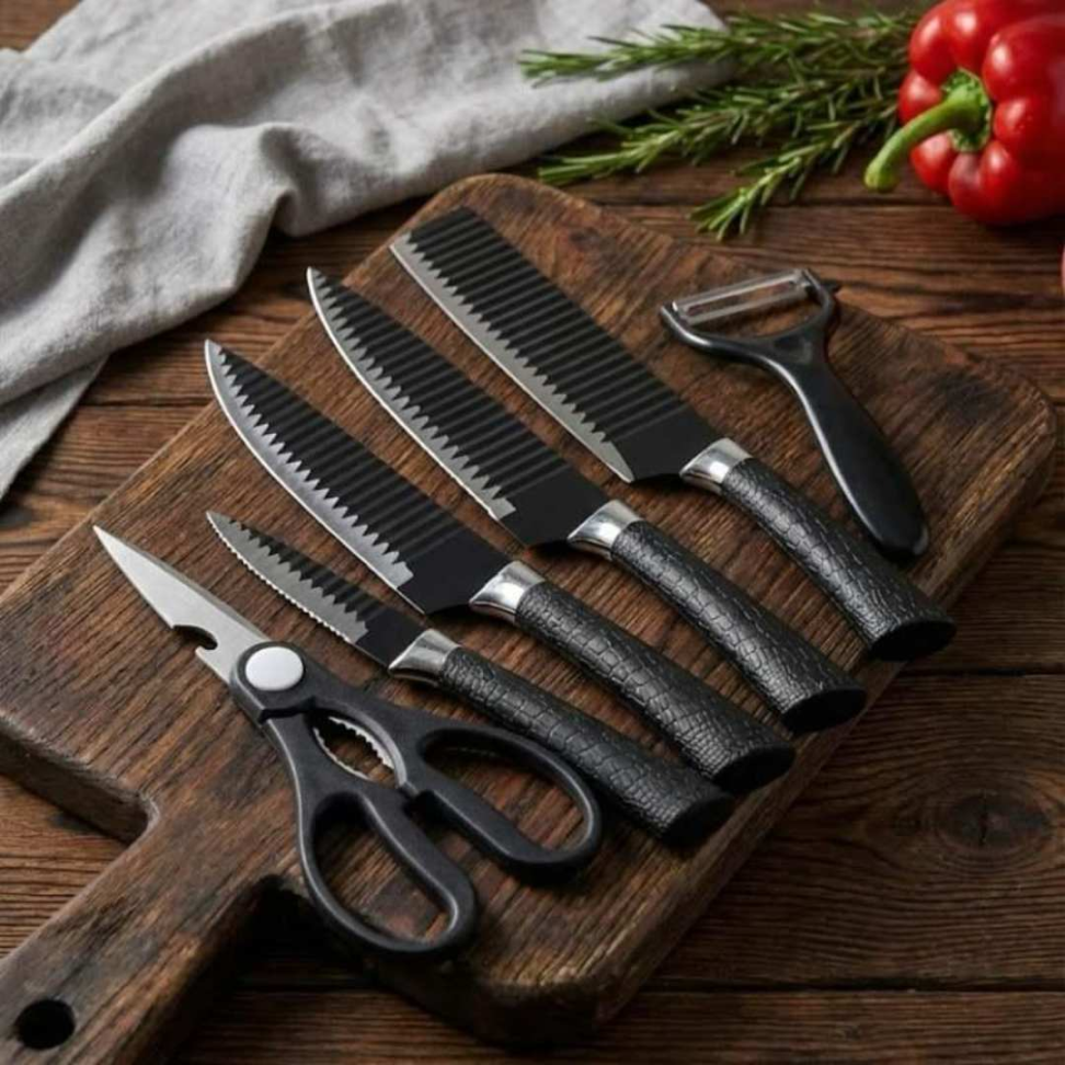 Jogo de Facas 6 Peças Ultra Afiadas + Tesoura e Descascador Corte Perfeito e Design Moderno para Sua Cozinha - #6