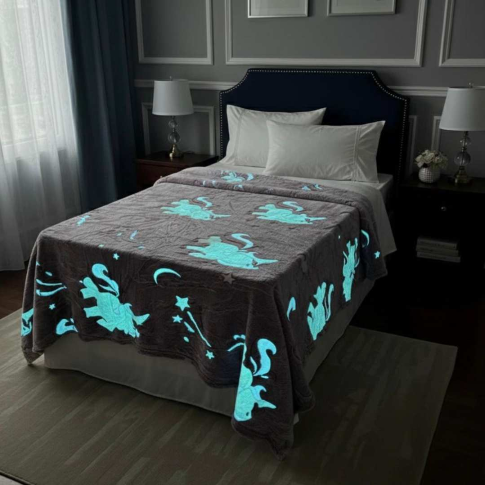 Manta Infantil que Brilha no Escuro 1,80x2,00 Cobertor Macio Estampas Divertidas Conforto e Magia para Crianças - #16