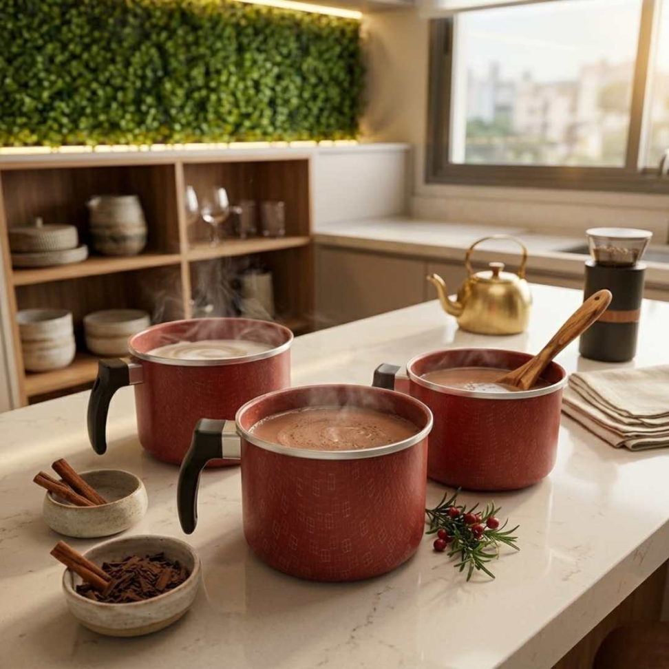 Jogo de Canecos 3 Peças Antiaderente Teflon Premium Panelas Pequenas Resistentes com Cabo Ideal para Leite Café e Molhos - #5