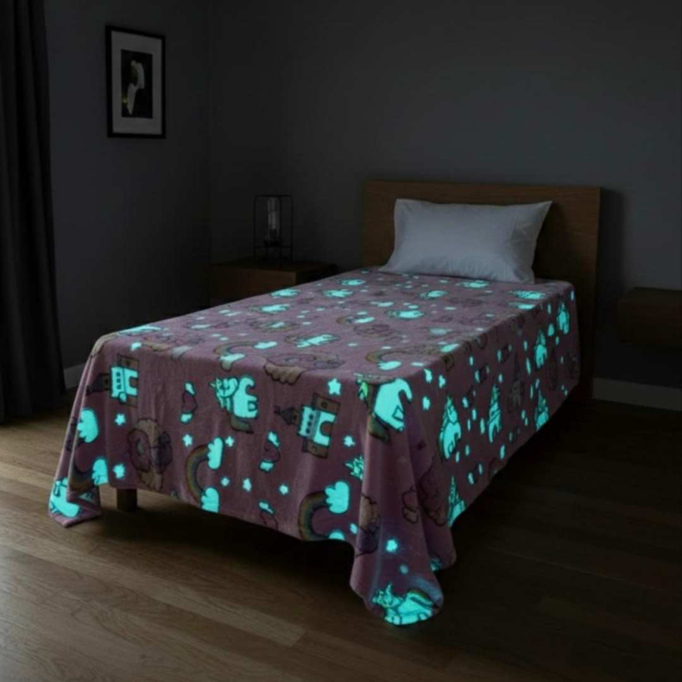 Manta Infantil que Brilha no Escuro 1,80x2,00 Cobertor Macio Estampas Divertidas Conforto e Magia para Crianças - #9