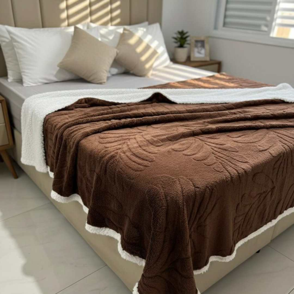 Manta Sherpa Premium Casal Queen Ultra Macia Quentinha e Aconchegante Toque de Pelo de Carneiro Luxo para Inverno 1,90X2,10 - #17