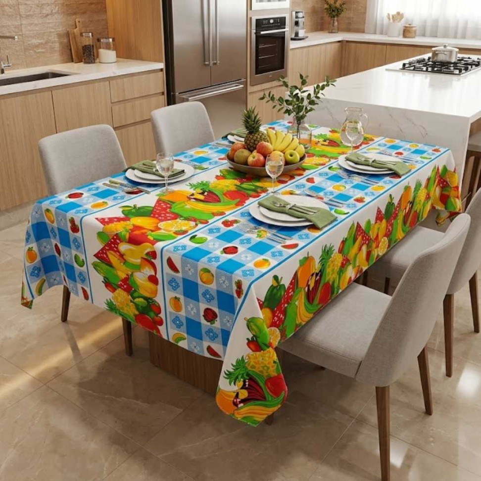 Toalha de Mesa 6 Lugares Oxford Impermeável Estampas Modernas, Fácil de Limpar e Não Amassa Deixe Sua Cozinha Linda e Prática - #13