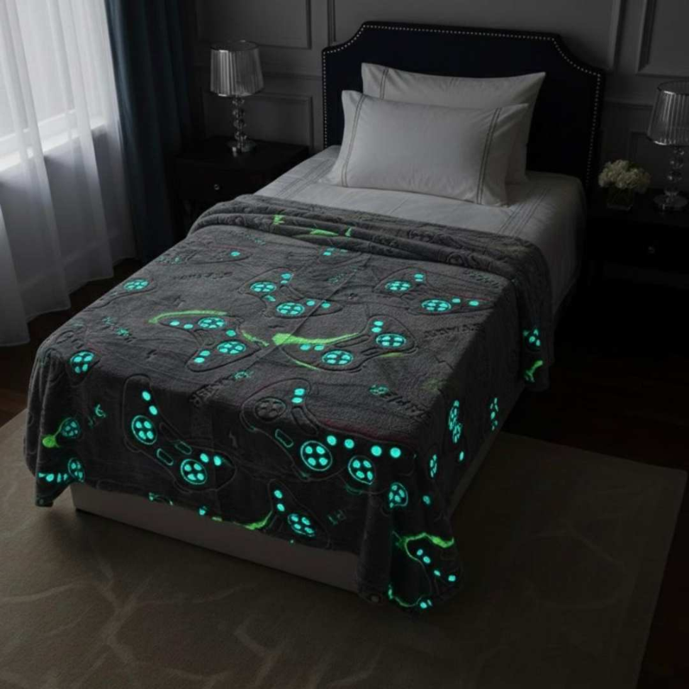 Manta Infantil que Brilha no Escuro 1,80x2,00 Cobertor Macio Estampas Divertidas Conforto e Magia para Crianças - #22